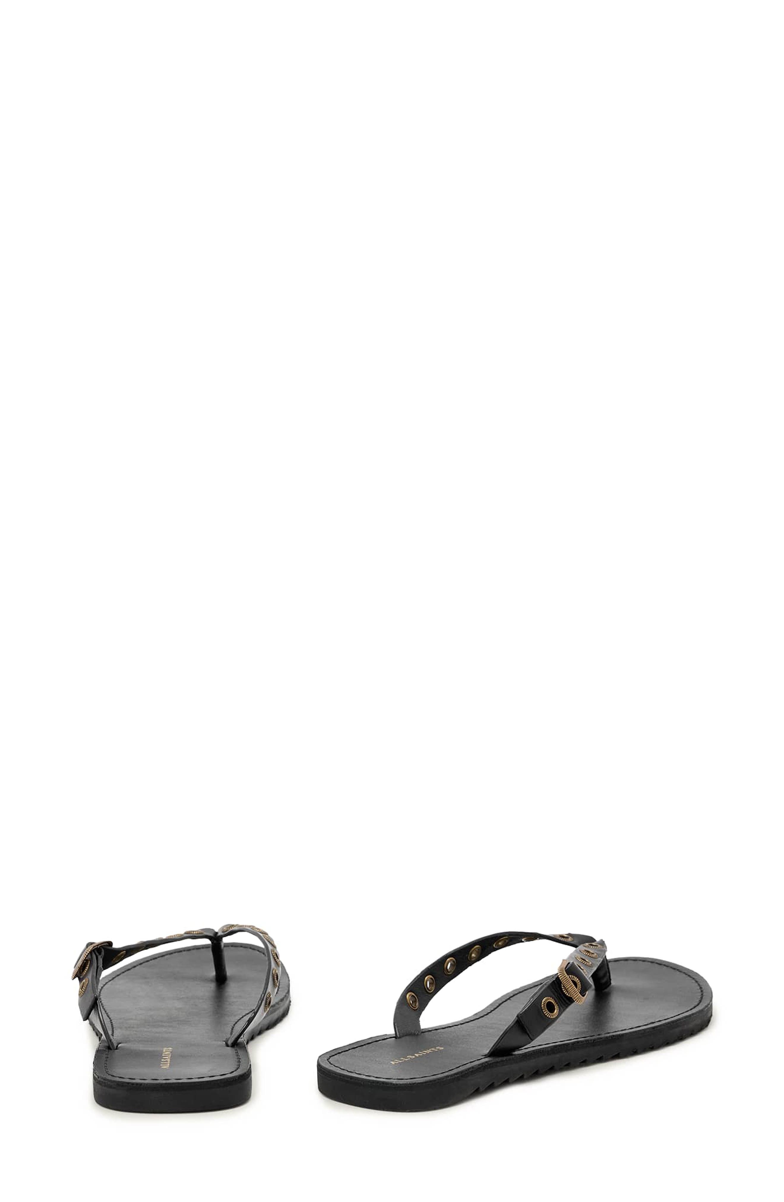 AllSaints Sydney Eyelet Flip Flop, Alternate, color, Black