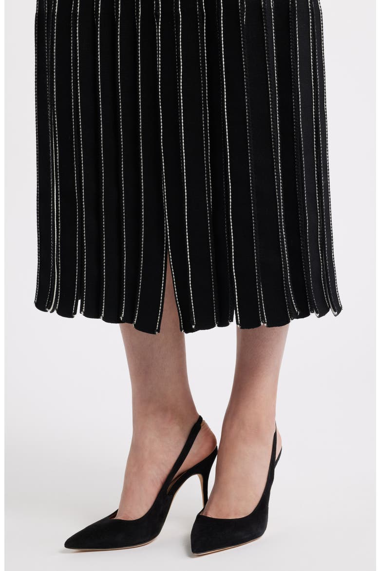 Fatrina Pleated Midi Skirt, Alternate, color, BLACK
