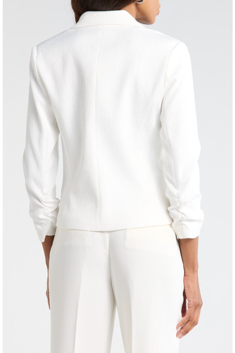 Ruched Sleeve Jacquard Blazer, Alternate, color, WHITE