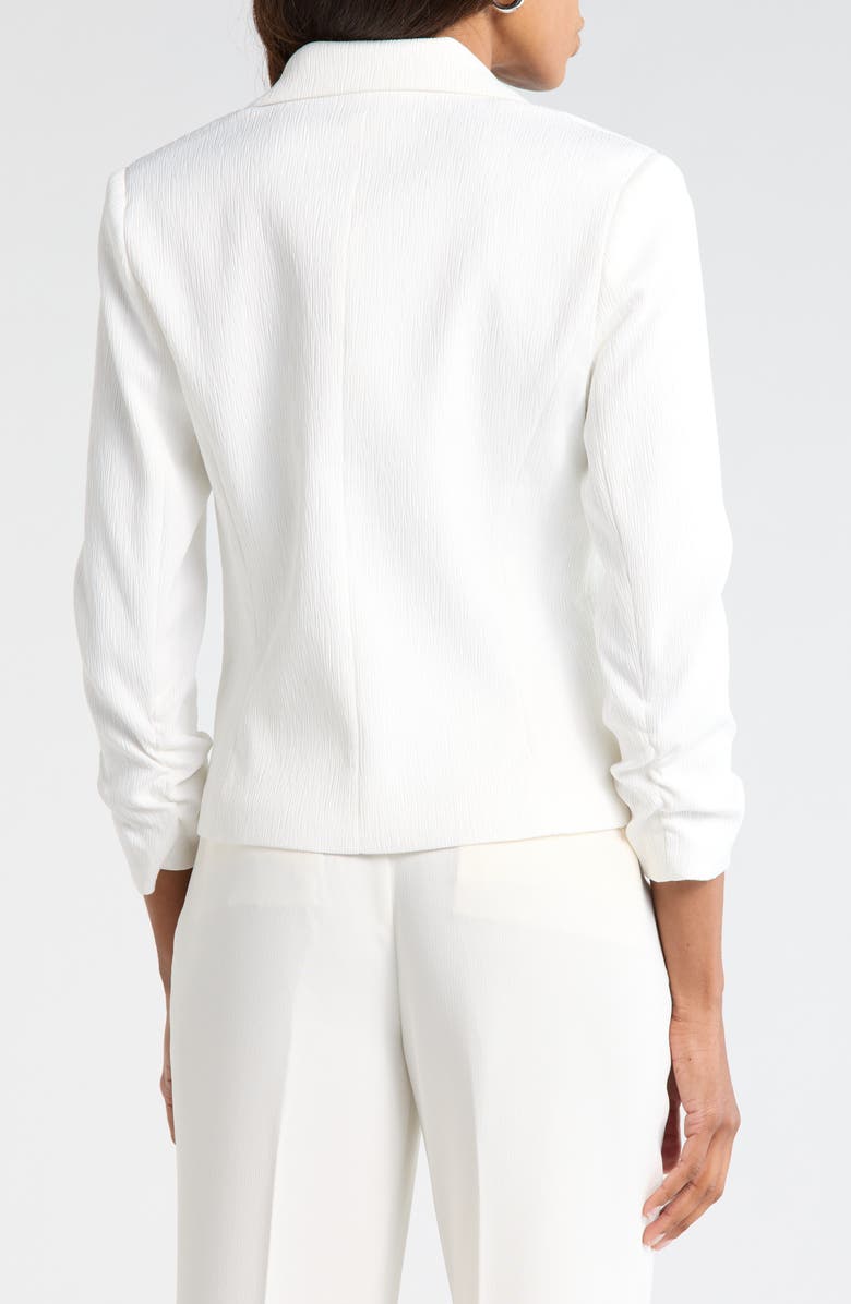 Amanda & Chelsea Ruched Sleeve Jacquard Blazer, Alternate, color, White