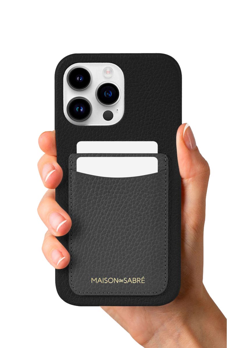 MAISON de SABRÉ Card Phone Case, Alternate, color, Graphite Caviar