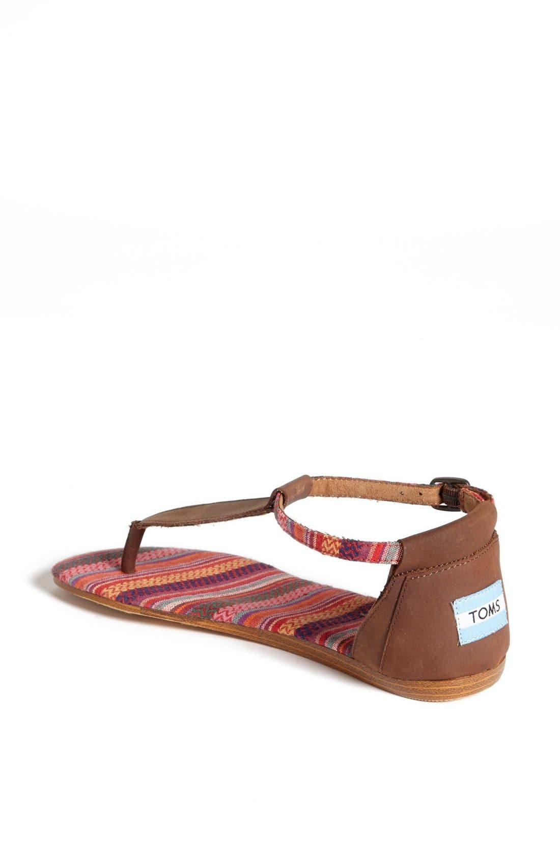 'Playa' T-Strap Flat Sandal, Alternate, color, BROWN LEATHER