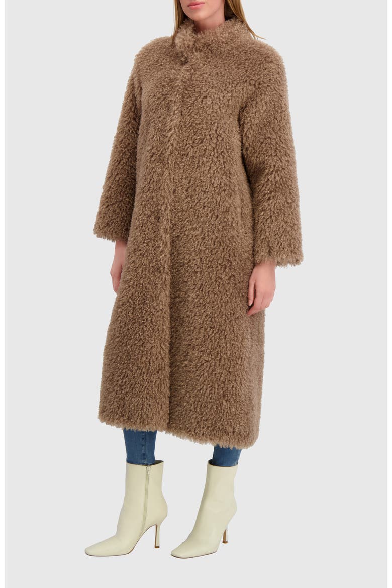 Fur-Free Cashmere Goat (Faux Fur) Coat, Alternate, color, TAUPE