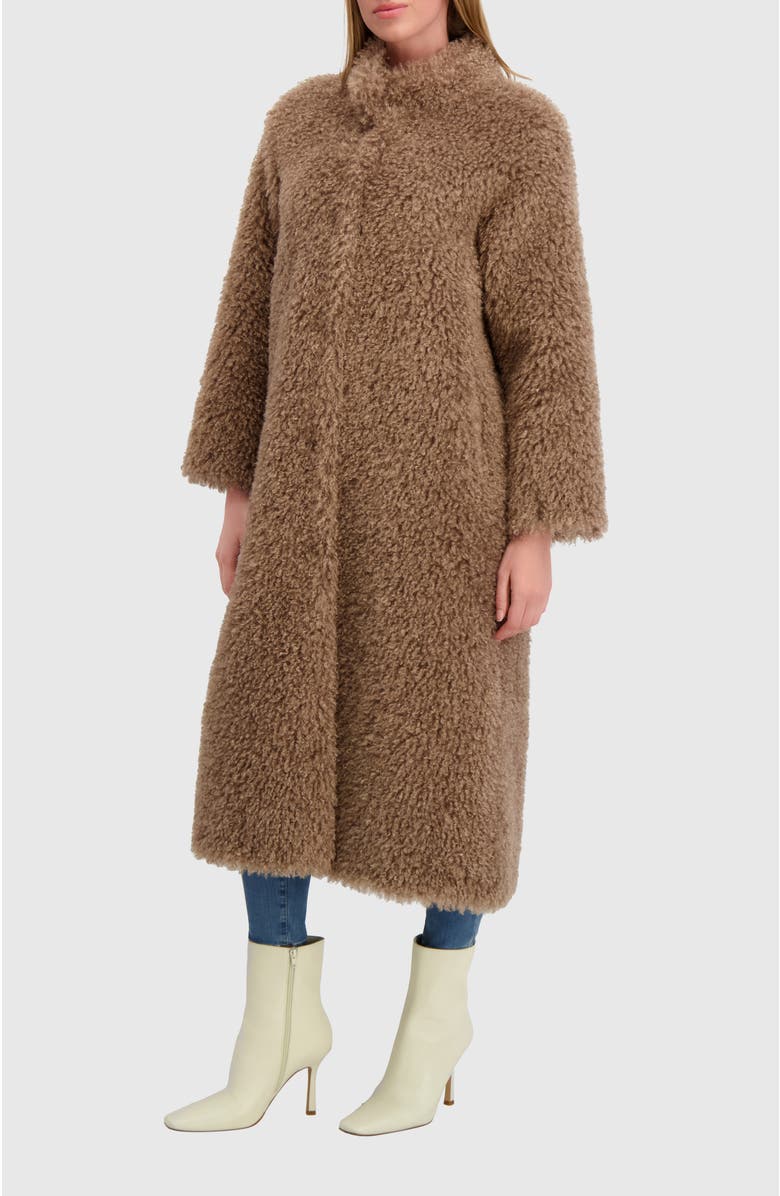 Lyla Grant Fur-Free Cashmere Goat (Faux Fur) Coat, Alternate, color, Taupe