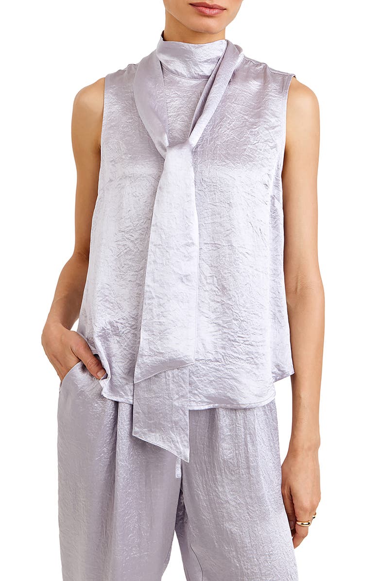 Bella Dahl Tie Back Sleeveless Satin Top, Alternate, color, Silver