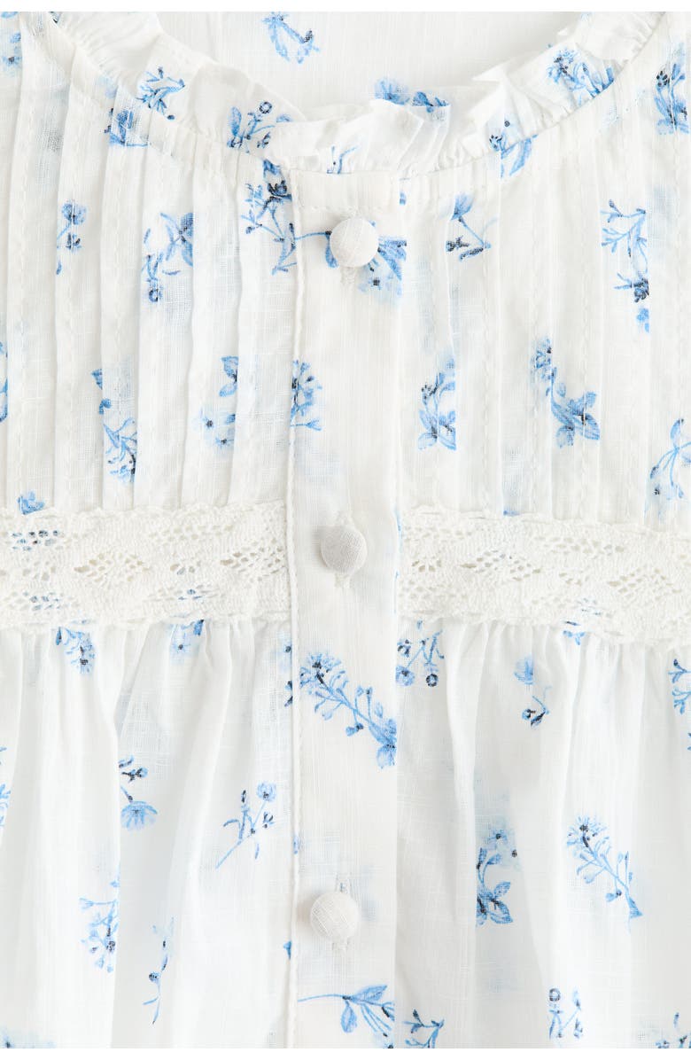 H&M Pintucked cotton blouse, Alternate, color, White/Floral
