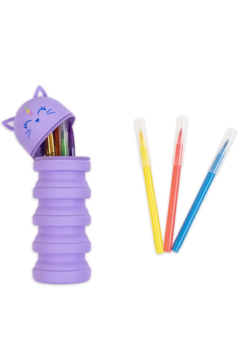 Retractable Pencil Case, Unicorn, Alternate, color, Purple