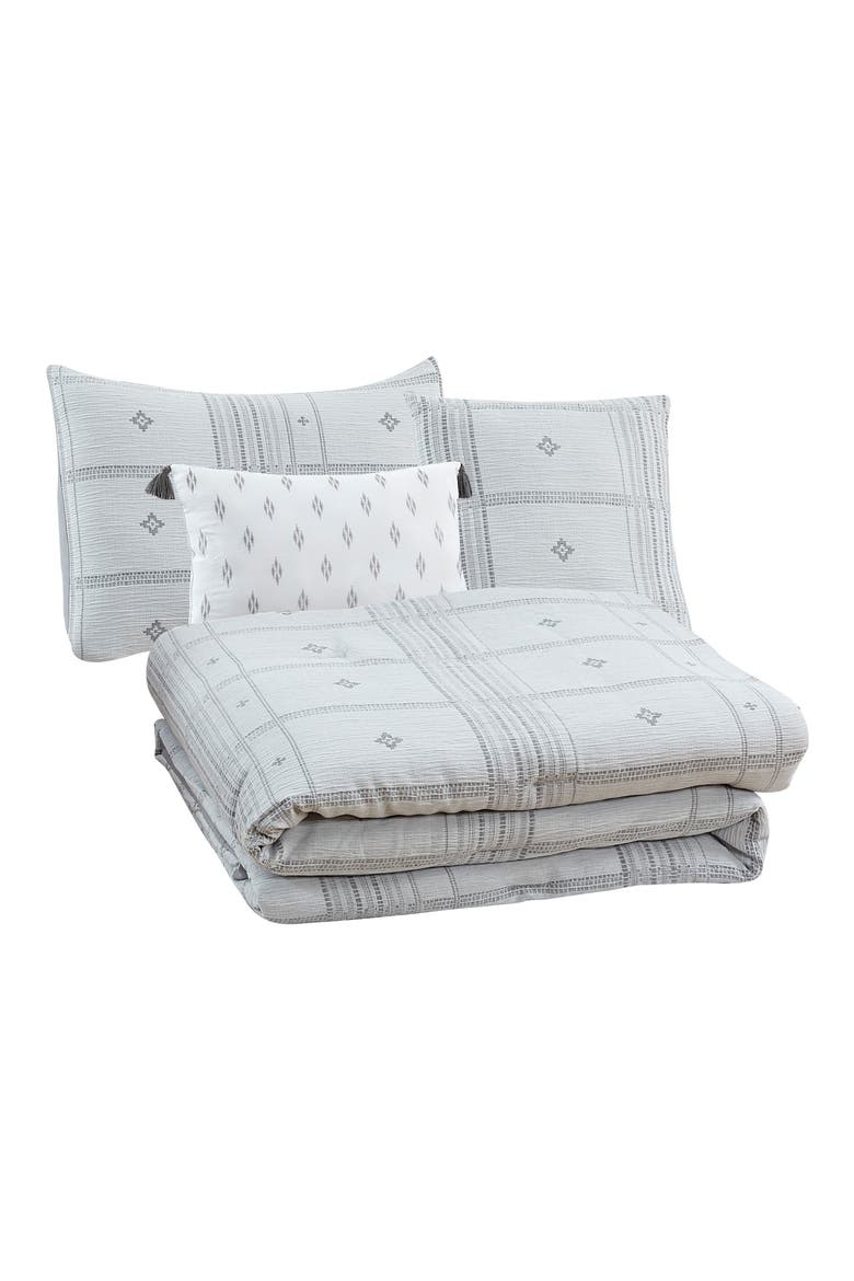 Jacquard Microfiber 5-Piece Comforter Set, Main, color, GREY