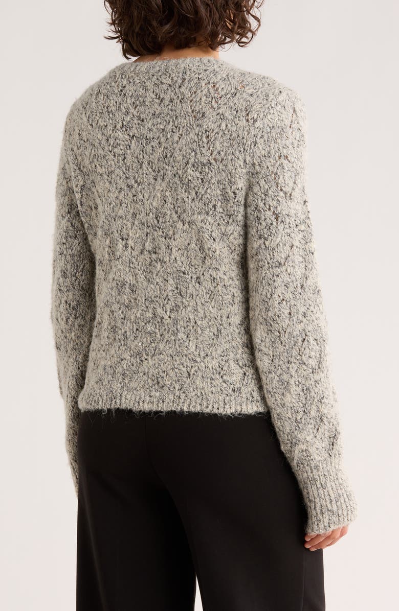 1.STATE Crewneck Cable Knit Sweater, Alternate, color, Black/ Cream Marl