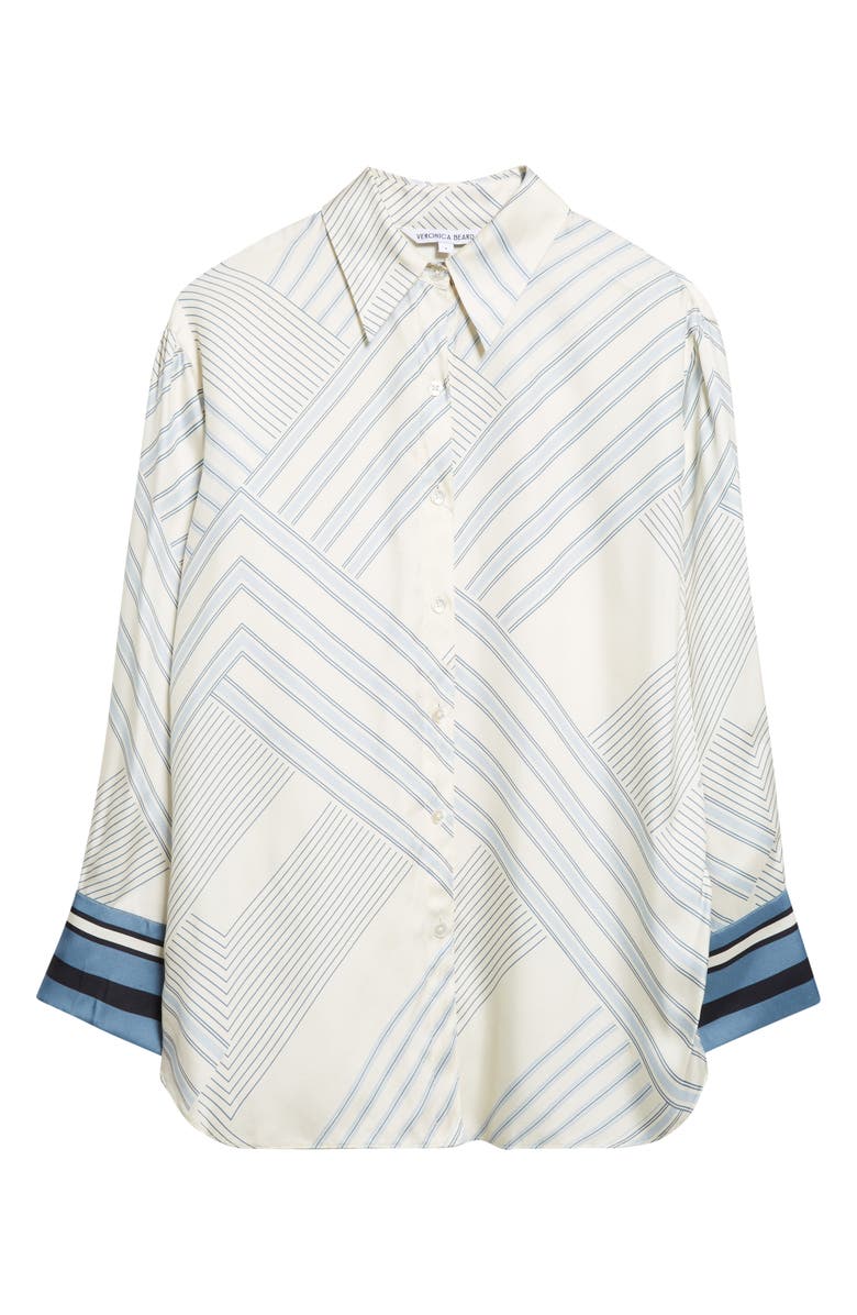 Veronica Beard Delila Stripe Silk Blend Shirt, Alternate, color, Dove Blue Lake Multi