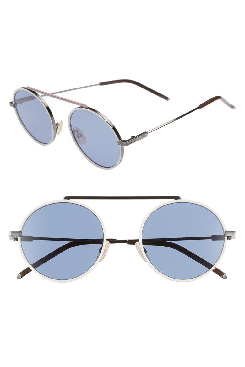 54mm Round Sunglasses, Main, color, RUTHENIUM/WHTE