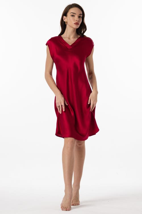 Silksilky V-neck Short Sleeve Silk Sleep Dress
