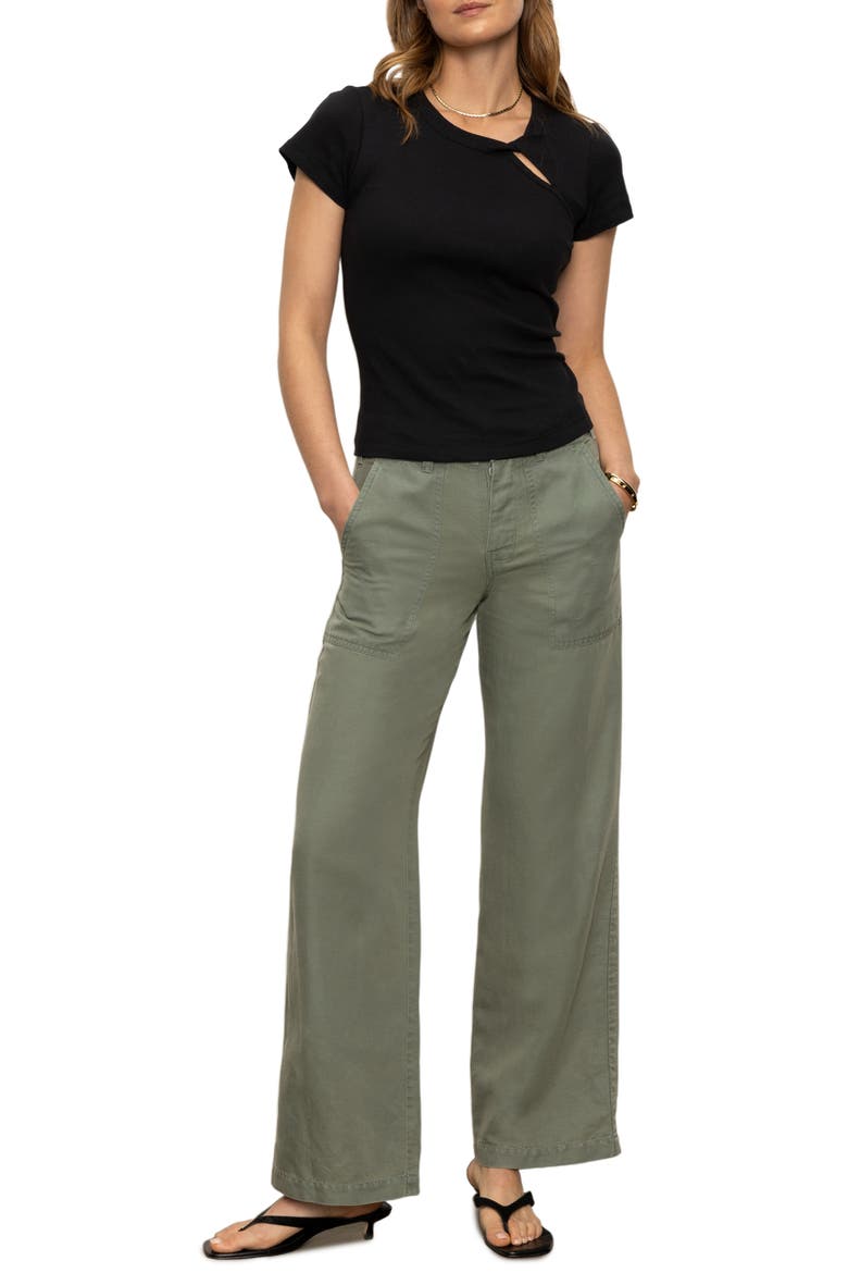 Wide Leg Linen Blend Pants, Alternate, color, DARK SPRUCE