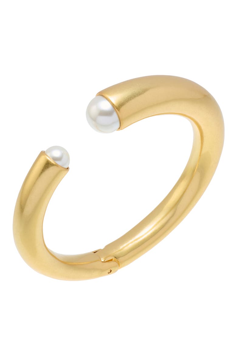 Alana Faux Pearl Cuff Bracelet, Alternate, color, GOLD TONE / PEARL