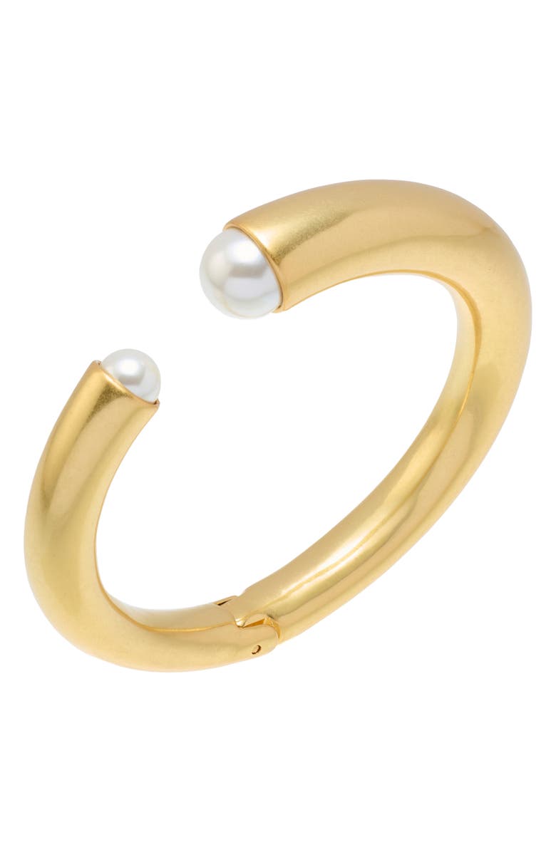 Reiss Alana Faux Pearl Cuff Bracelet, Alternate, color, Gold Tone / Pearl