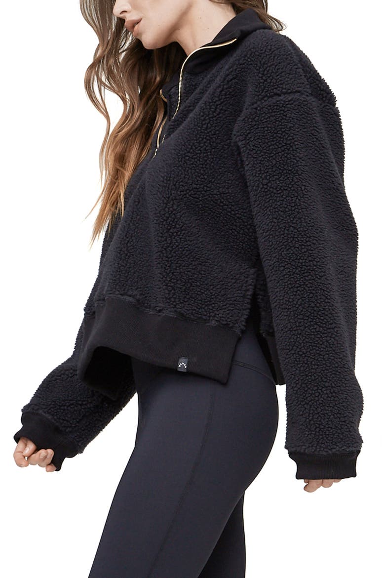 Daphne Fleece Pullover, Alternate, color, BLACK