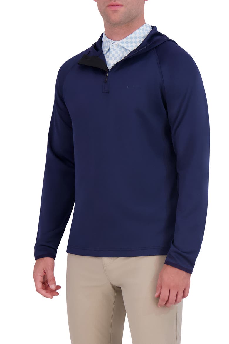 Scuba Knit Quarter Zip Hoodie, Alternate, color, NAVY