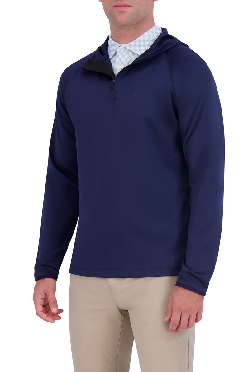 Ben Sherman Scuba Knit Quarter Zip Hoodie, Alternate, color, Navy