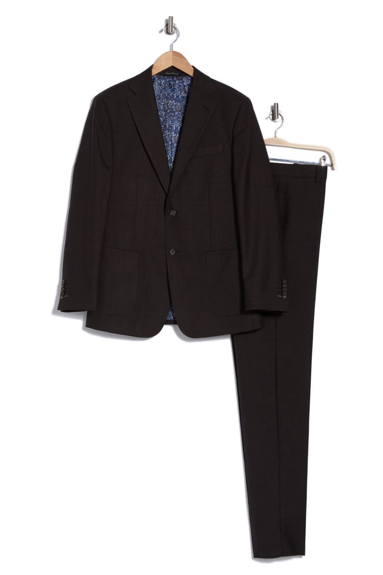 Notch Lapel Wool Blend Two-Piece Suit, Alternate, color, BROWN