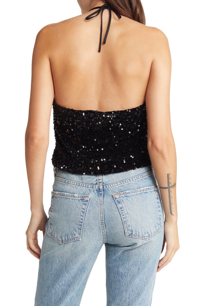 VERO MODA Kada Sequin Halter Neck Top, Alternate, color, 