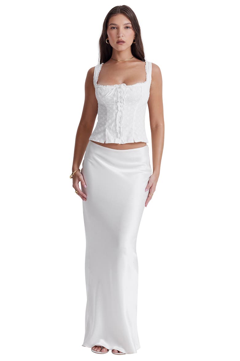 Sydel Bias Cut Satin Maxi Skirt, Alternate, color, WHITE
