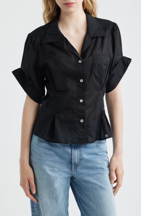 Sheer Cotton Button-Up Shirt