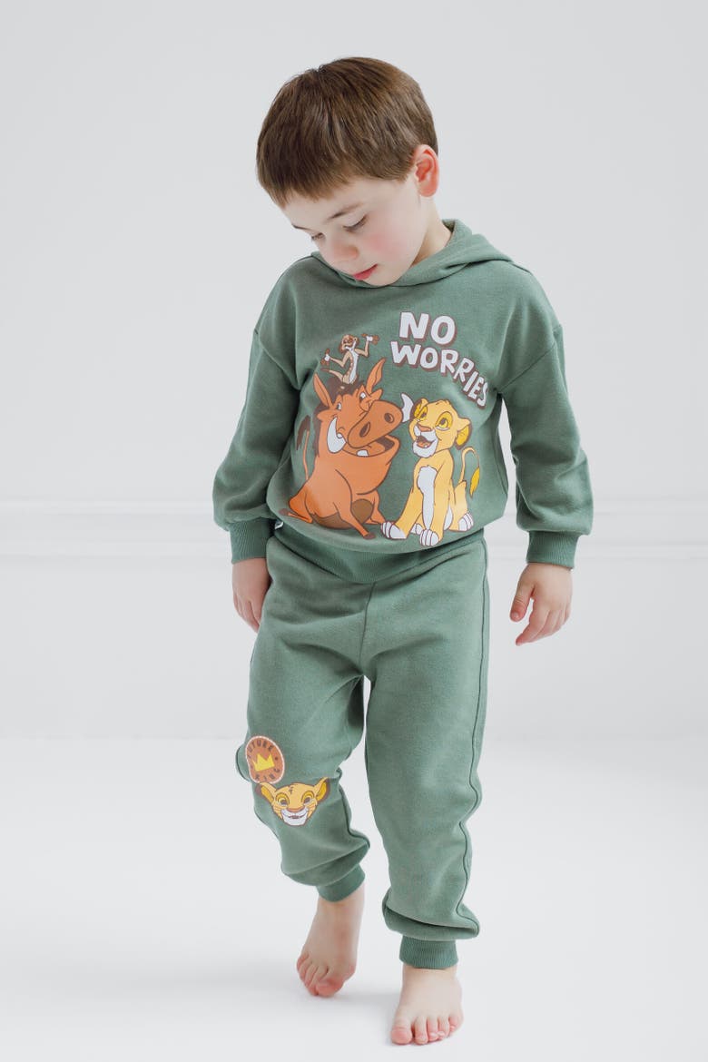 Lion King Simba Fleece Hoodie & Pants Set, Alternate, color, Green