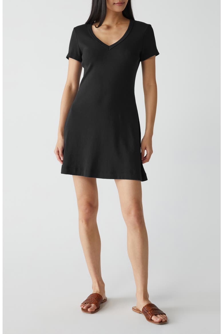 Liza Swing Cotton T-Shirt Dress, Main, color, BLACK