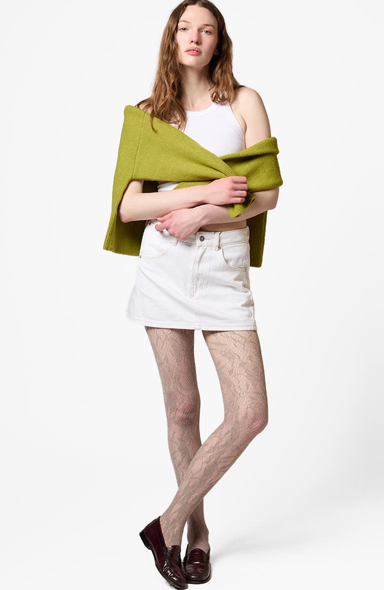 Stems Aria Floral Fishnet Tights, Alternate, color, Grey