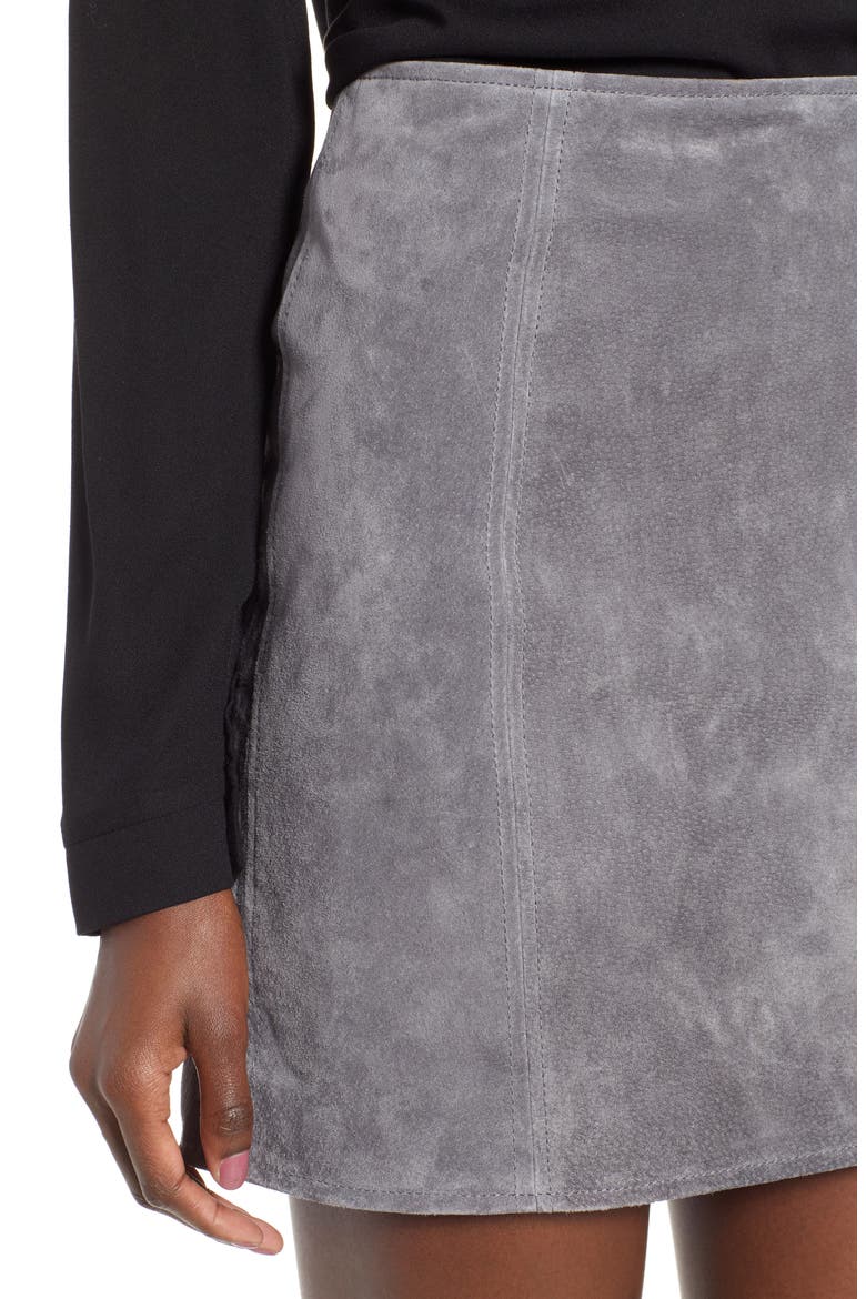 A-Line Suede Skirt, Alternate, color, SILVER SCREEN
