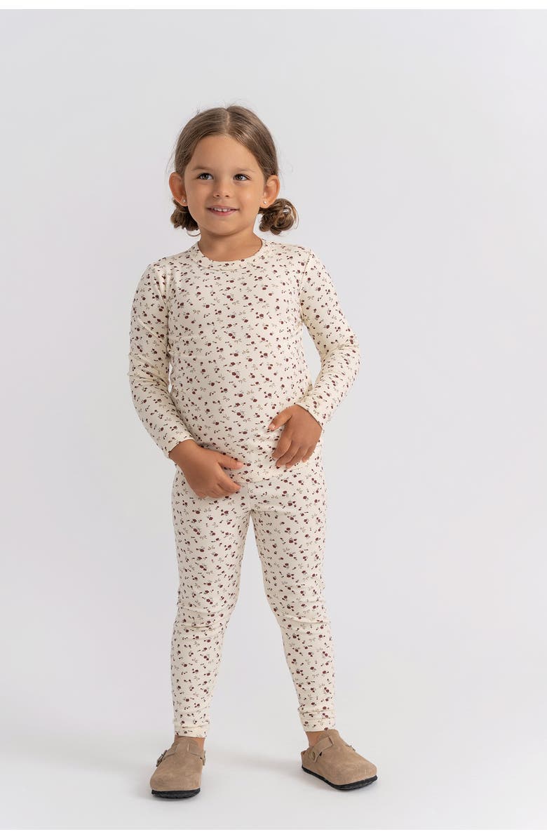 Seal Floral 2 Piece Long Sleeve Top and Pants Set, Alternate, color, Cream