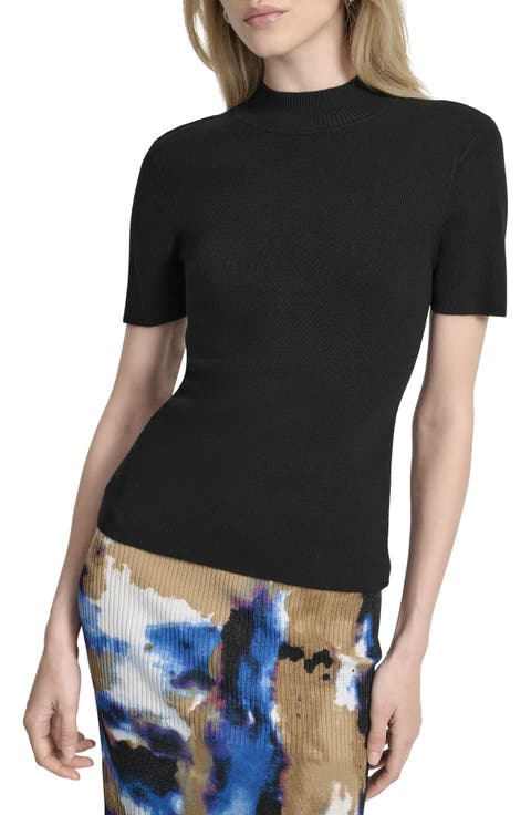 Cap Sleeve Mock Neck Sweater