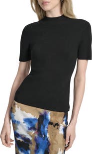 DKNY Cap Sleeve Mock Neck Sweater