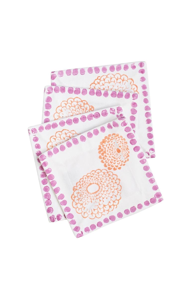 Marigold Cocktail Napkins - Set of 4, Main, color, Lilac & Melon