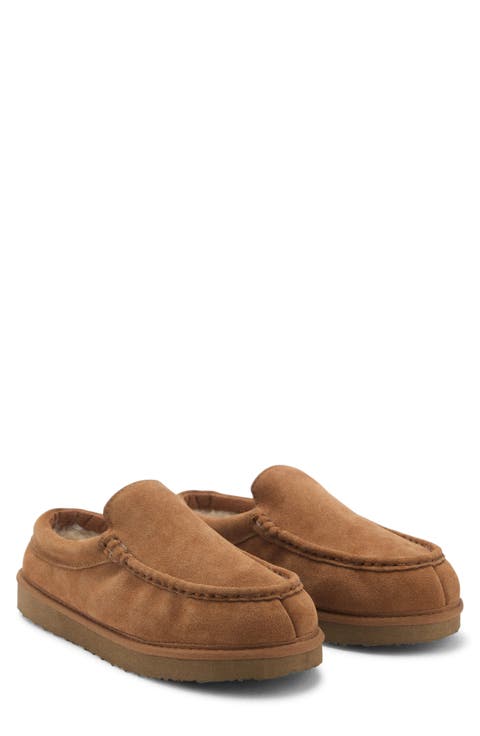 Suede Faux Shearling Lined Clog (Men)