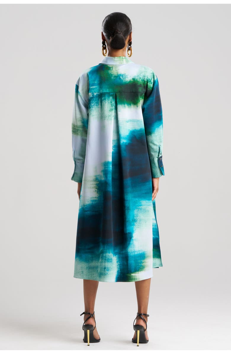 Natori Hisui Cotton Chino Oversized Shirt Dress, Alternate, color, Teal W/Blue