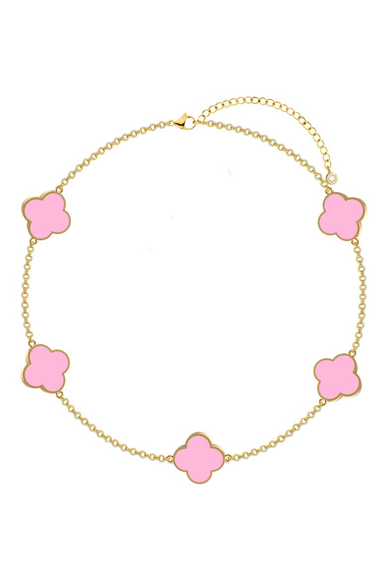 Clover Station Chain Bracelet, Main, color, GOLD/ PINK