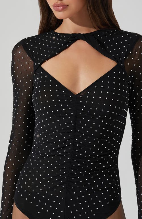 Astr The Label Ancira Embellished Cutout Bodysuit In Black