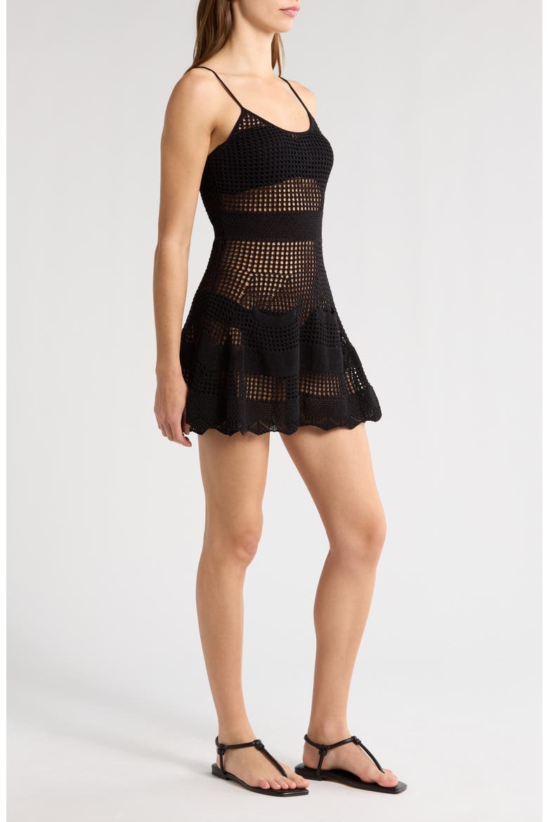 The Ulla Open Stitch Cotton Blend Cover-Up Dress, Alternate, color, NOIR