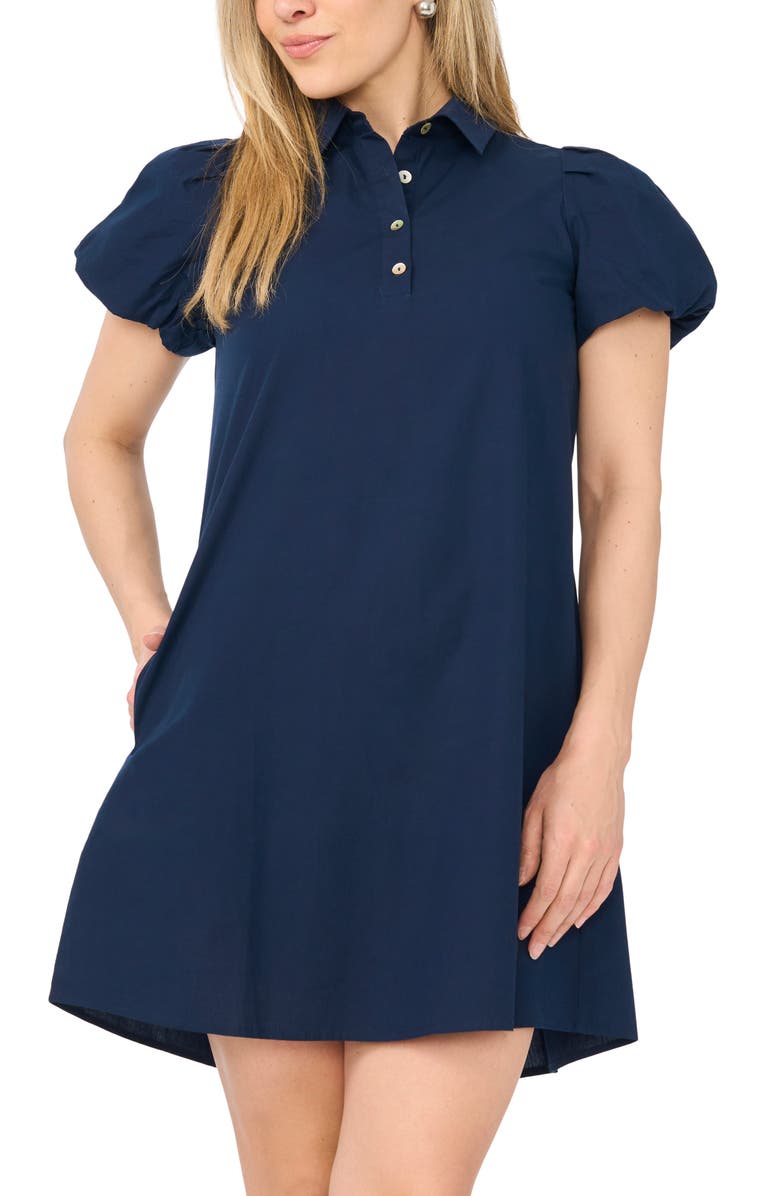 Halogen<sup>®</sup> Puff Sleeve A-Line Shirtdress, Alternate, color, Classic Navy