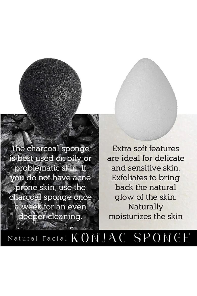 Natural Facial Konjac Sponge Duo Set, Alternate, color, Black and White