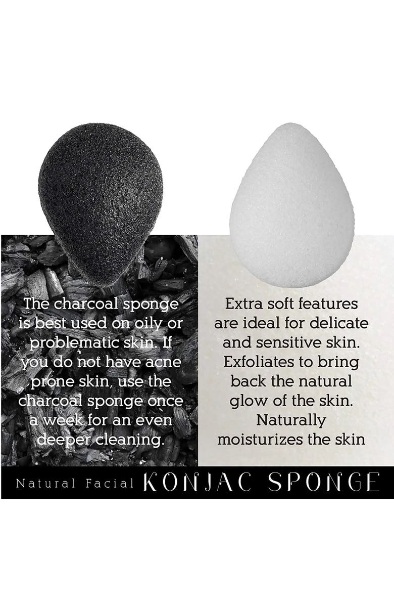 PURSONIC Natural Facial Konjac Sponge Duo Set, Alternate, color, Black And White