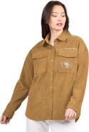 G-III 4HER BY CARL BANKS Women's G-III 4Her by Carl Banks Brown San Francisco 49ers Re-Match Corduroy Full-Snap Shacket