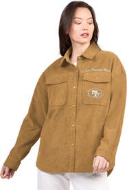G-III 4HER BY CARL BANKS Women's G-III 4Her by Carl Banks Brown San Francisco 49ers Re-Match Corduroy Full-Snap Shacket