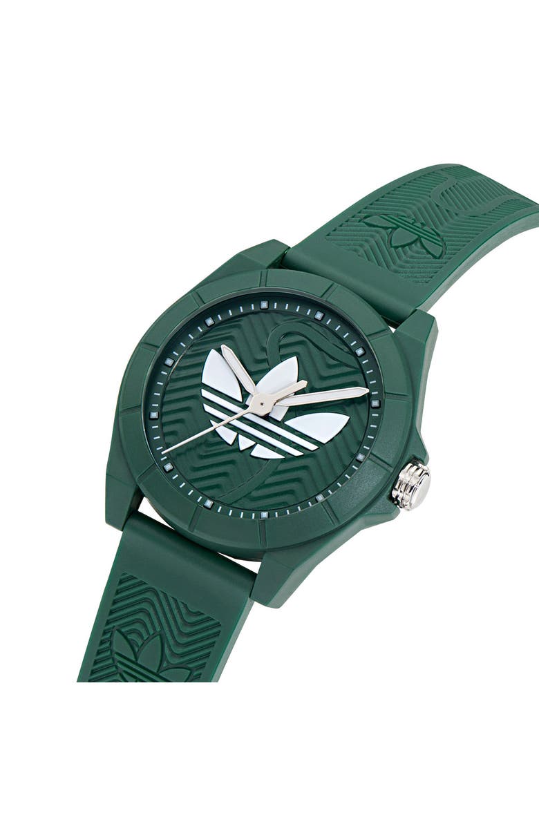 adidas AO Street Project 4 Green Logo Tread Dial Resin Strap Watch, 41mm, Alternate, color, Green