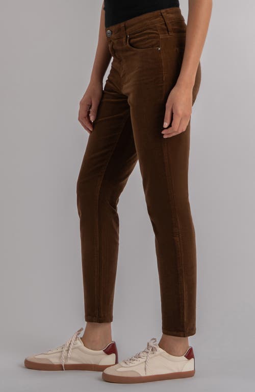 Kut From The Kloth Charlize High Waist Velvet Ankle Cigarette Pants In Brown