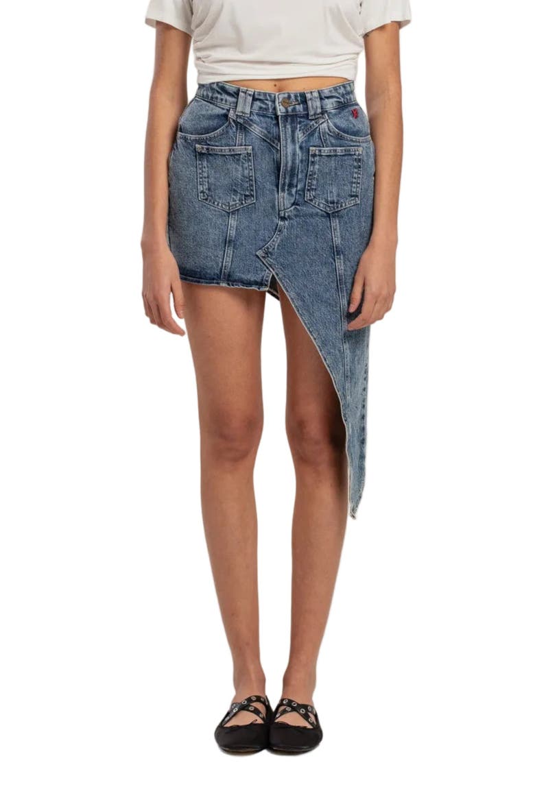 Free Heaven Cut Out Denim Skirt, Alternate, color, blue