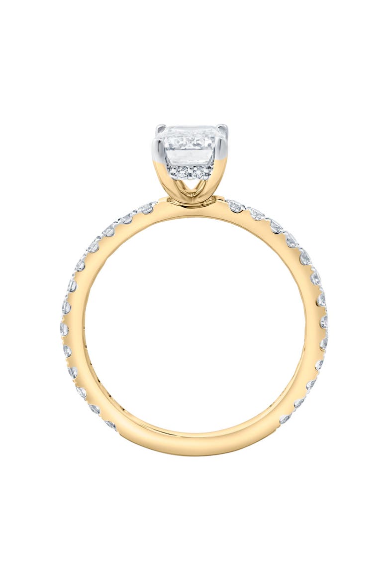 Fiora 14K Yellow Gold Emerald Cut Lab Grown Diamond Hidden Halo Engagement Ring - 1.65 ctw, Alternate, color, 14K Yellow Gold