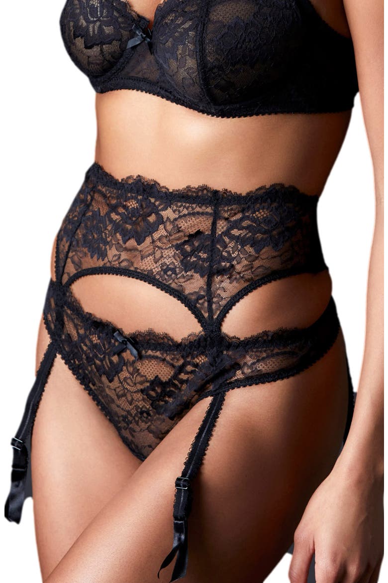 Isabel Lace Suspender Belt, Main, color, NOIR