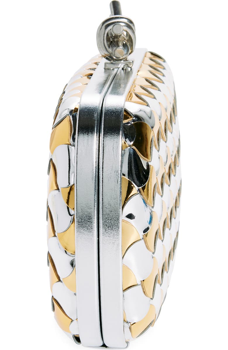 Bottega Veneta Knot Pavimento Metallic Leather Clutch, Alternate, color, Silver/ Gold